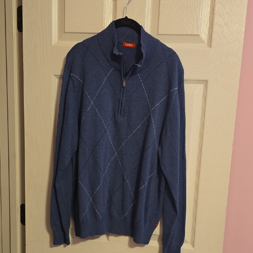 Izod Men's Zip-Up Sweater in Blue